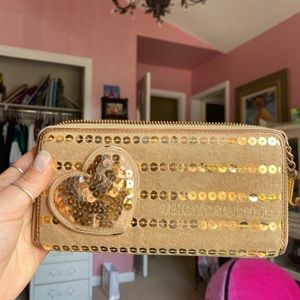 juicy couture gold + pink wallet